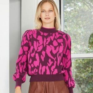 New Who What Wear Magenta Animal Print Sweater XXL